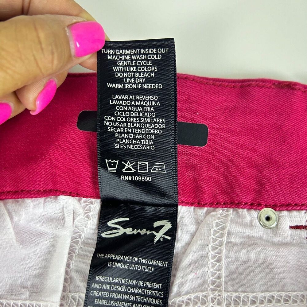 Seven7 Pink Tummyless Zip Fly High Rise‎ Skinny Casual Denim Jeans Size 16 - Picture 8 of 14
